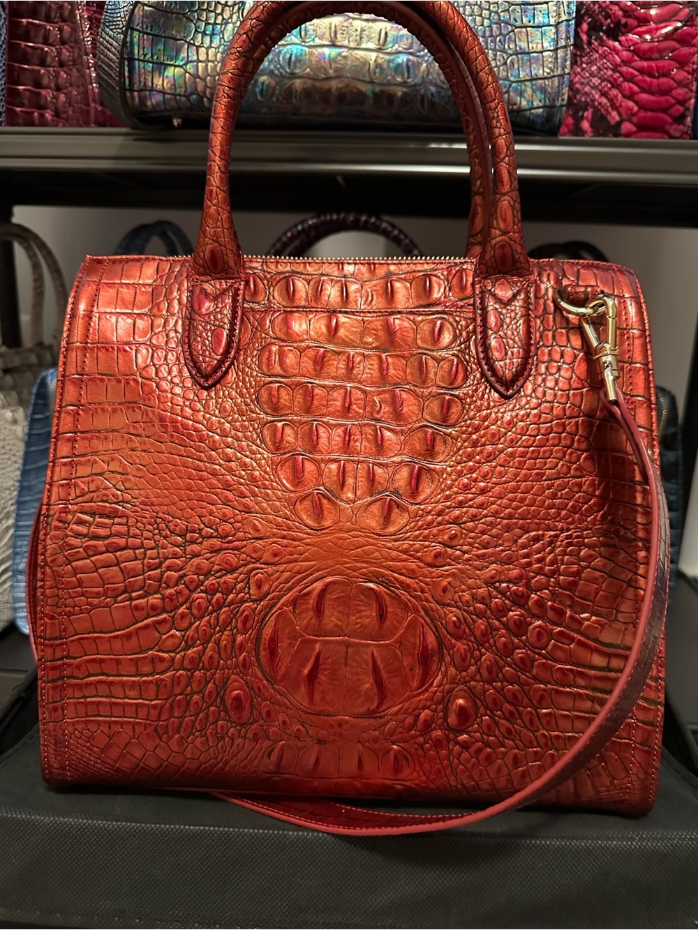 Sale Today !! Brahmin Chili Large Caroline Satchel - Picture 5 of 14
